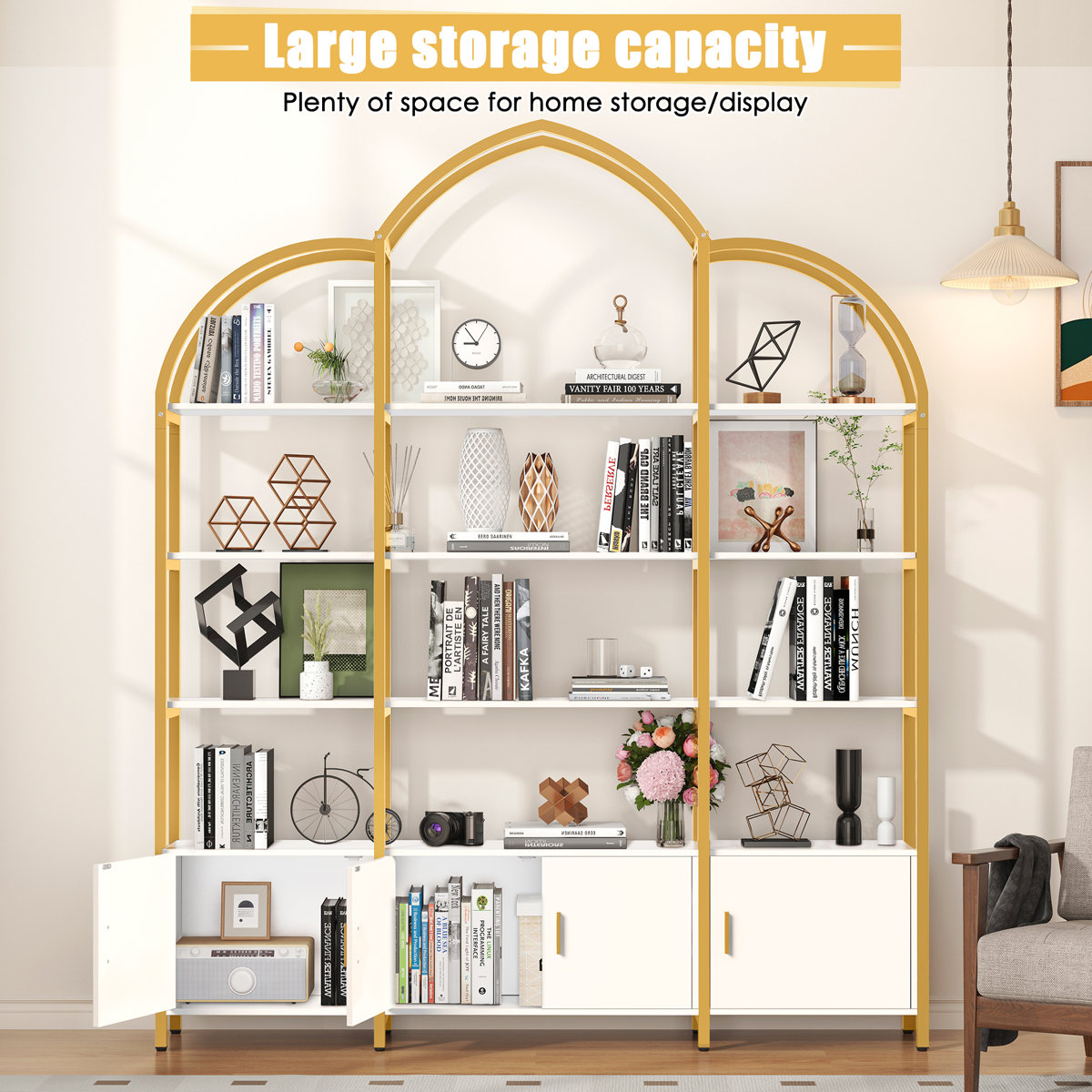 17 Stories Arched Bookshelves And Bookcases: Triple Wide 5-tier Large ...